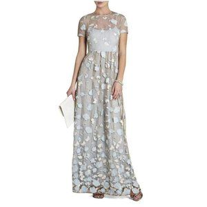 BCBGMAXAZRIA BCBGeneration Tasi Blue Knit Evening long embroidered floral dress